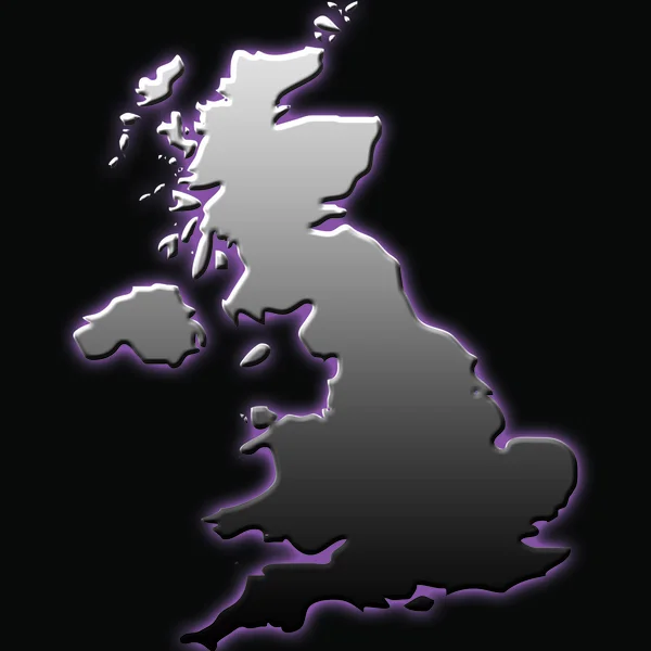 3d brilhante mapa cinza de grande Grã-Bretanha — Fotografia de Stock