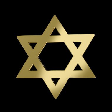 Golden Star of David on black clipart