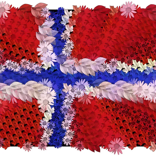 ธงนอร์เวย์ในดอกไม้ — ภาพถ่ายสต็อก