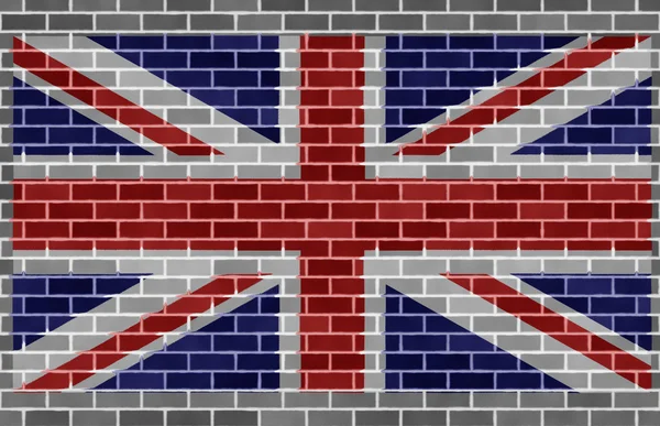 회색 brickswall에 영국의 국기 — 스톡 사진