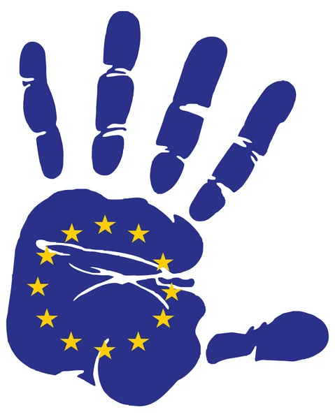 Handabdruck Flagge der Europäischen Union — Stockvektor