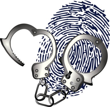 Hand cuffs and thumb print clipart