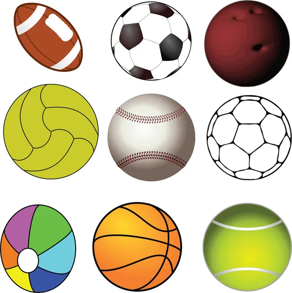 Colección de pelotas deportivas — Vector de stock