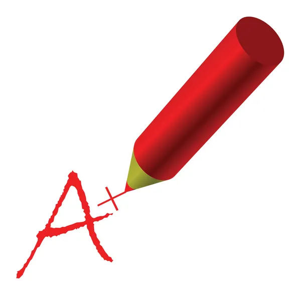Un segno più scritto con una matita rossa — Vettoriale Stock