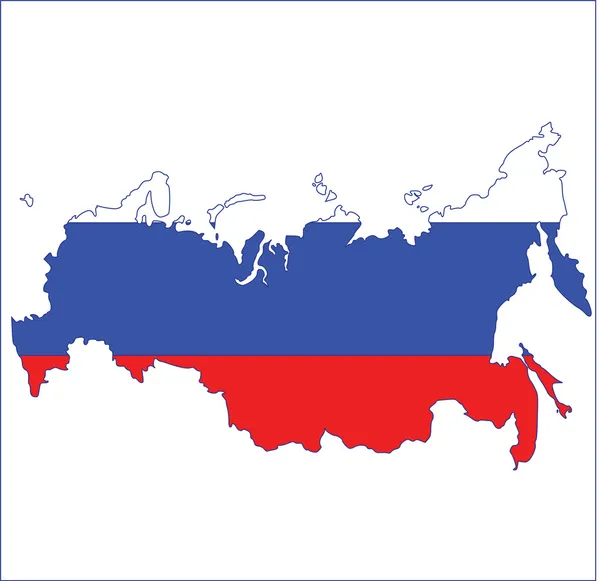 Mappa della Russia nei colori della bandiera russa — Vettoriale Stock