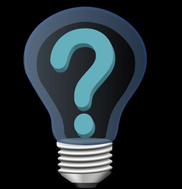 Question mark inside the light bulb clipart