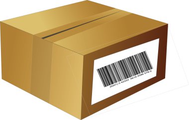 Brown box with bar code clipart