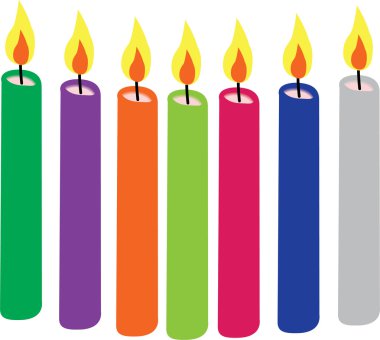 Colorful candles burning clipart