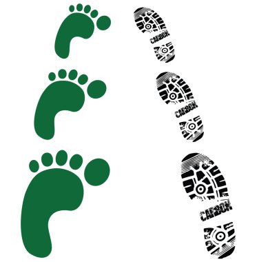 Foot and carbon shoe print clipart