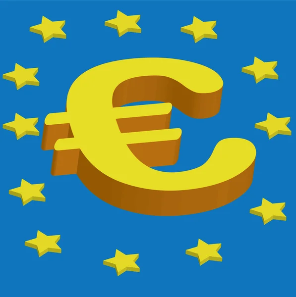 Symbol euro w 3d — Wektor stockowy