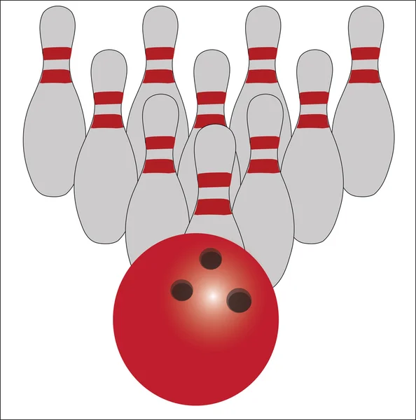 Bowlingová koule a kolíky — Stockový vektor