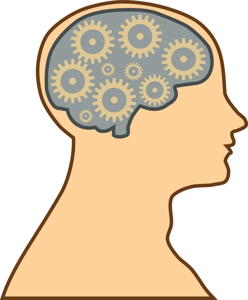 Cérebro processamento de pensamentos e ideias — Vetor de Stock