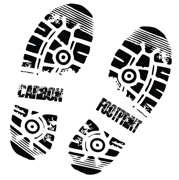 Empreinte carbone de deux chaussures — Image vectorielle