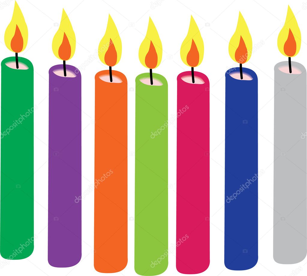 Colorful candles burning