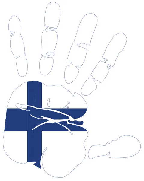 Finland flag in hand print — Stock Vector