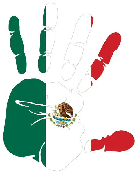 Mexico flag in hand print — Stock Vector