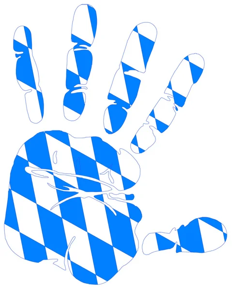 Bavaria flag on handprint — Stock Vector