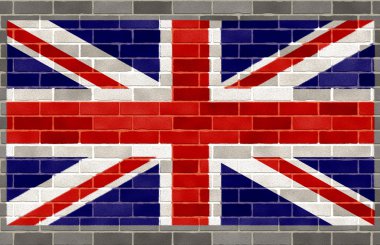 Flag of great britain on large rough gray brickswall clipart