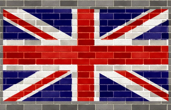 Flag of great britain on large rough gray brickswall — Stock Photo, Image