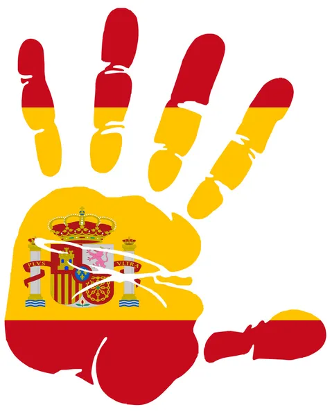 Hand print of Spain flag colors — Stock Vector
