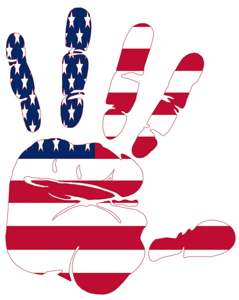 Χέρι εκτύπωσης αμερικανική σημαία χρωμάτων — Διανυσματικό Αρχείο