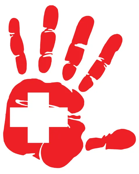 Impression à la main des couleurs du drapeau suisse — Image vectorielle
