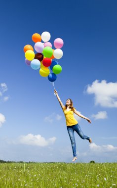 Flying with balloons clipart