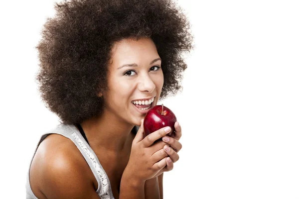 Einen Apfel in der Hand — Stockfoto