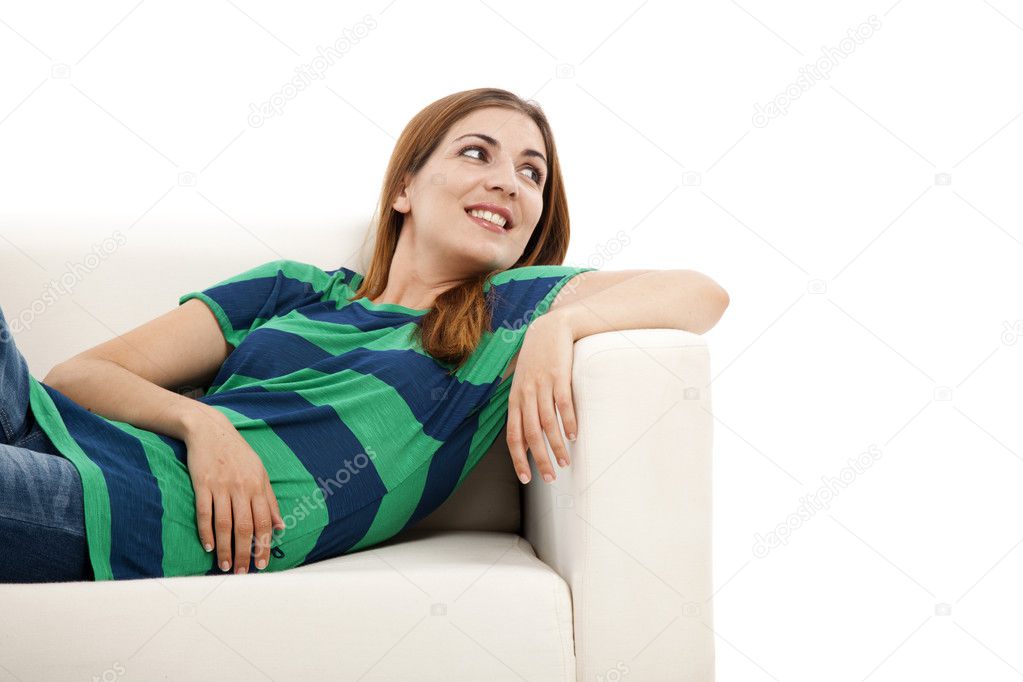 Woman at the sofa