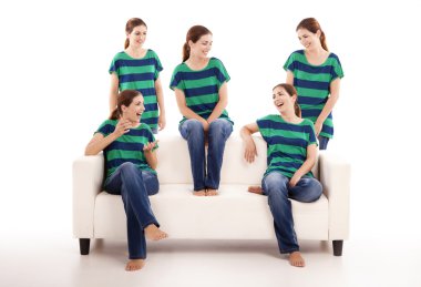 Five twins sisters clipart