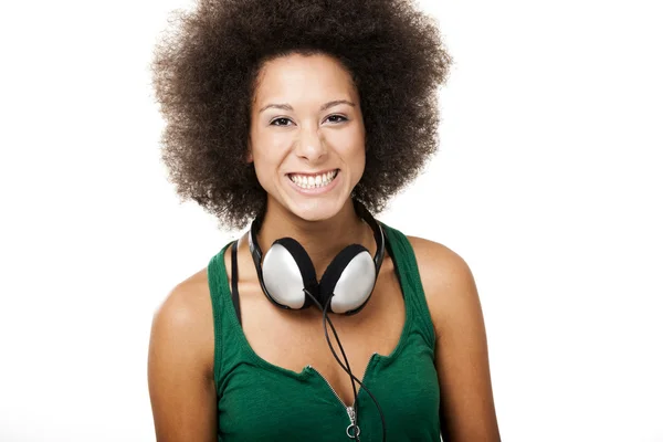 stock image Beautiful girl with headphones