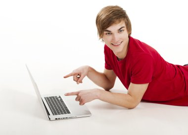 Man working with a laptop clipart