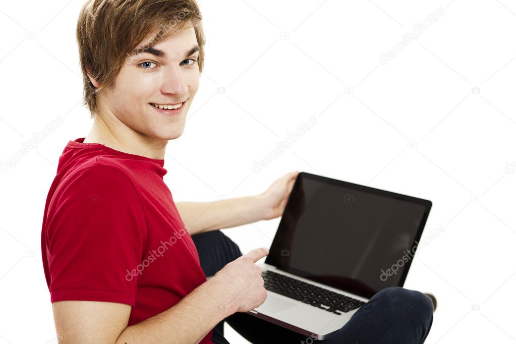 Man working with a laptop