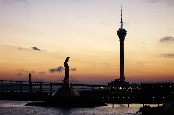 Kun iam posąg i wieża Konwencji, Makau — Zdjęcie stockowe