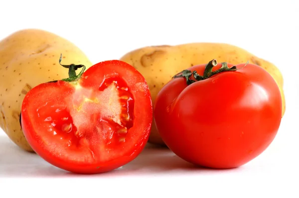 Batatas e tomates fatiados (1 ) — Fotografia de Stock