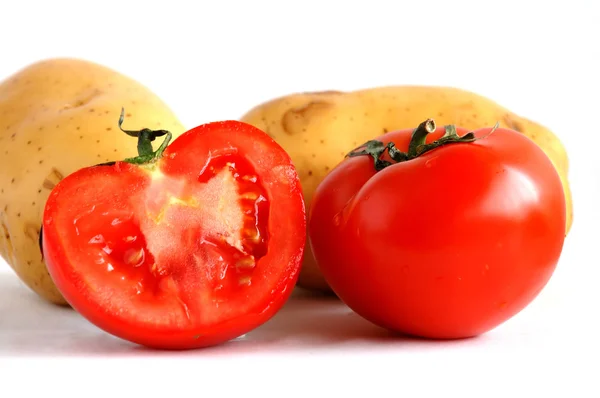 stock image Potatoes and sliced tomatoes (1)