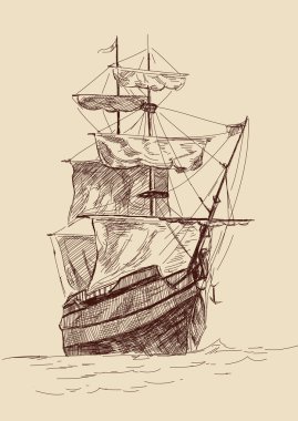 Vintage old Ships illustration.