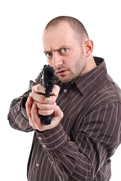 Gunman pronto para atirar — Fotografia de Stock