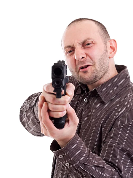 Gunman pronto para atirar — Fotografia de Stock