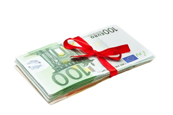 Euro bankovky dárek — Stock fotografie