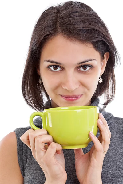 Frau mit einer Teetasse — Stockfoto