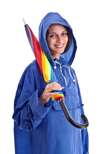 Mooie vrouwelijke whit paraplu — Stockfoto
