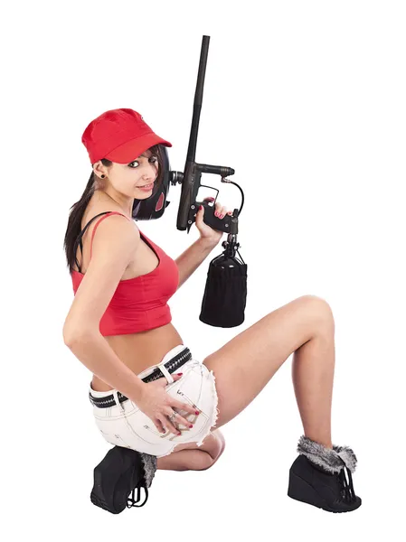 Female paintball player — Stock Photo, Image