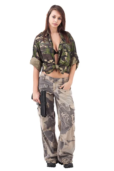 Vrouw in militair uniform — Stockfoto