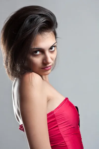 Female wearing a red corset — Stock Photo, Image