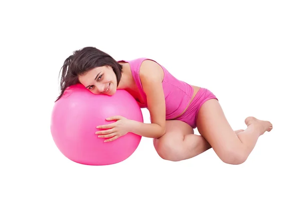 Sport kvinna i rosa — Stockfoto
