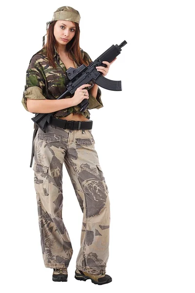 Girl whit gun — Stock Photo, Image