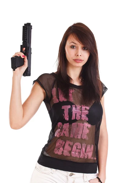 Женщина с пистолетом Стоковое Фото