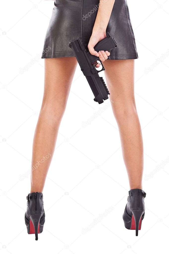 Body of a woman with a pistol