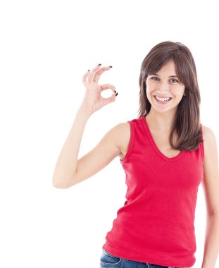 Lovely girl showing ok sign clipart